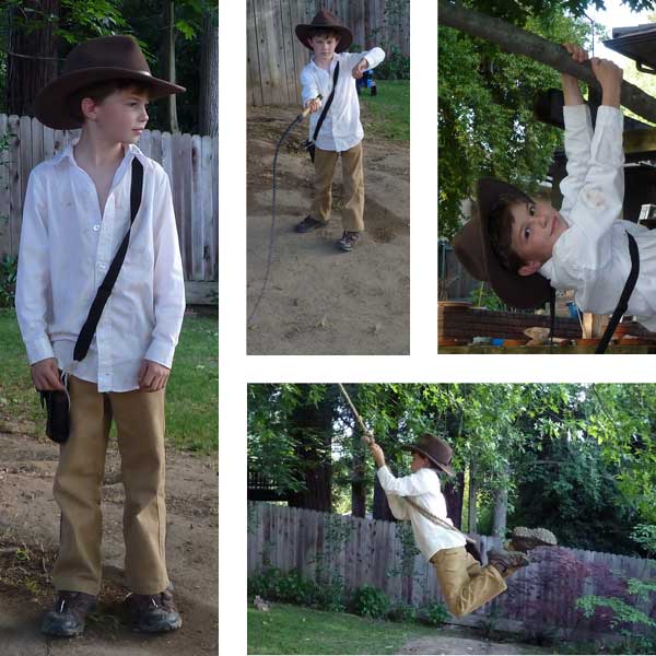 collage of Ethan as Indiana Jones