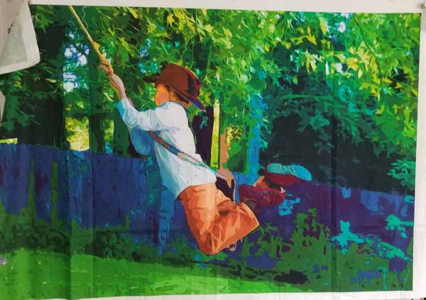 Indian Jones swinging - fabric print