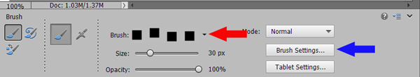 Photoshop - Brush Tool Options Bar