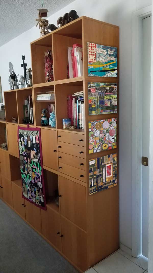 Quilts on bookcase