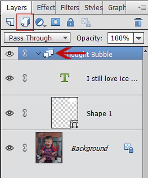 Photoshop Elements Layers Panel - grouping layers