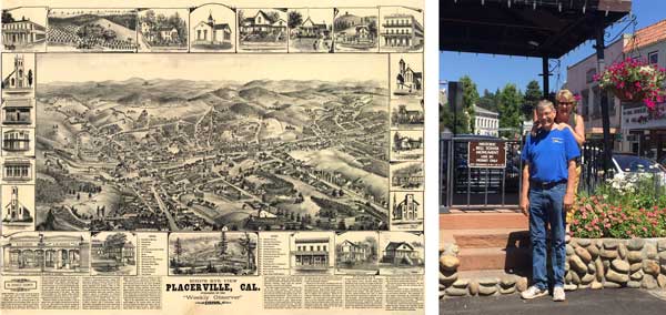Two images: map of Placerville, Deb and Dave