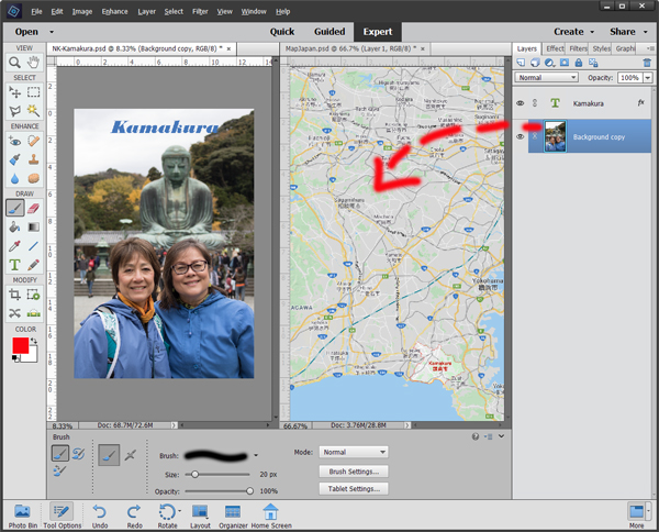 Copy layer to second image with two images open side by side