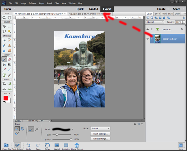 Copy layers between images via tabs