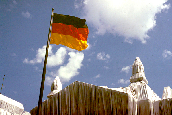 Wrapped Reichstag with Flag