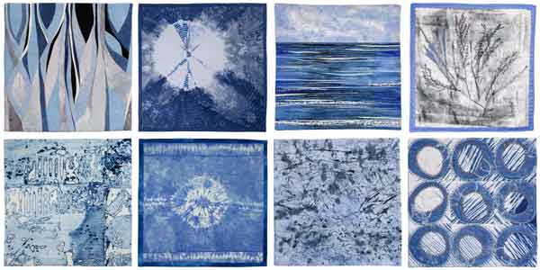 8 blue art quilts